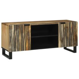 Berkfield Home TV Cabinet, 105 x 33.5 x 46 cm, made from solid mango wood & engineered wood in Beige - Size: 105 x 33.5 x 46 cm - thumbnail 1