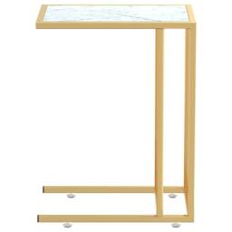 Berkfield Home Computer Side Table White Marble 50x35x65 cm Tempered Glass - Size: 50 x 35 x 65 cm - thumbnail 4