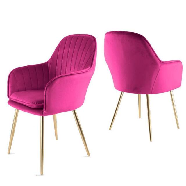 Genesis Muse Velvet Accent Chairs Pair Upholstered Modern Chairs with Backrest in Fuchsia - Size: 2 Pack - image 1