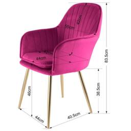Genesis Muse Velvet Accent Chairs Pair Upholstered Modern Chairs with Backrest in Fuchsia - Size: 2 Pack - thumbnail 3