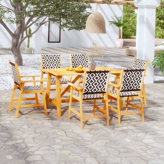 Berkfield Home 7 Piece Garden Dining Set Solid Acacia Wood in Brown - image 1