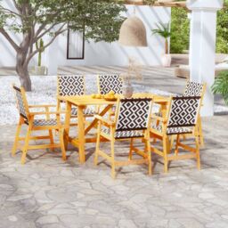 Berkfield Home 7 Piece Garden Dining Set Solid Acacia Wood in Brown - thumbnail 1