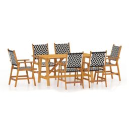 Berkfield Home 7 Piece Garden Dining Set Solid Acacia Wood in Brown - thumbnail 2