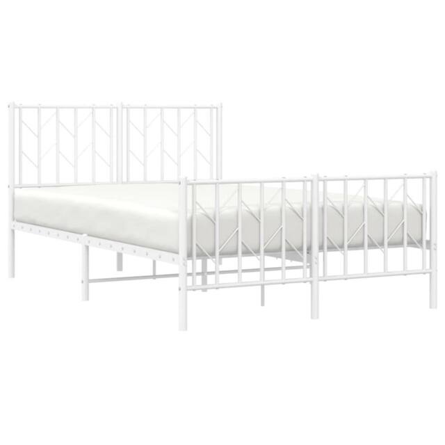 Berkfield Home Metal Bed Frame without Mattress with Footboard¬†White 120x200cm in White - Size: Small Double - image 1