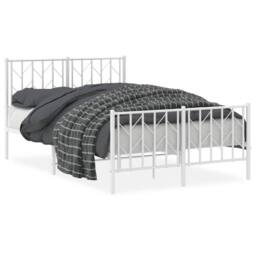 Berkfield Home Metal Bed Frame without Mattress with Footboard¬†White 120x200cm in White - Size: Small Double - thumbnail 3