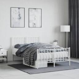 Berkfield Home Metal Bed Frame without Mattress with Footboard¬†White 120x200cm in White - Size: Small Double - thumbnail 2