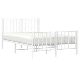 Berkfield Home Metal Bed Frame without Mattress with Footboard¬†White 120x200cm in White - Size: Small Double - thumbnail 1