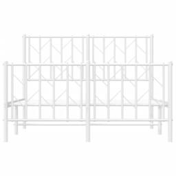 Berkfield Home Metal Bed Frame without Mattress with Footboard¬†White 120x200cm in White - Size: Small Double - thumbnail 5