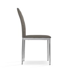 More4Homes Set Of 6 Monza Faux Leather Dining Chair Modern Padded Seat Chrome Legs Kitchen in Grey - thumbnail 4