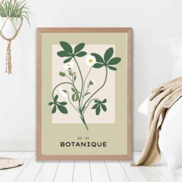 ARTZE Green & Beige Wildflower Flower Market Simplicity Framed Print SIZE: A4 with Oak Frame - thumbnail 2