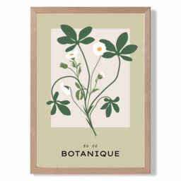 ARTZE Green & Beige Wildflower Flower Market Simplicity Framed Print SIZE: A4 with Oak Frame