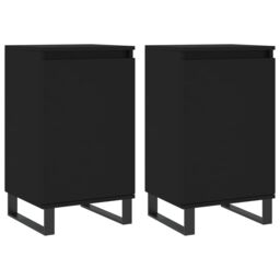 Berkfield Home Sideboards 2 pcs Black 40x35x70 cm Engineered Wood in Brown - Size: 40 x 35 x 70 cm - thumbnail 2