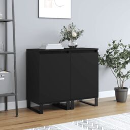 Berkfield Home Sideboards 2 pcs Black 40x35x70 cm Engineered Wood in Brown - Size: 40 x 35 x 70 cm - thumbnail 1
