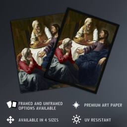 "Artery8 Christ in the House of Martha & Mary Vermeer Wall Art Print Poster - Size: W24"" x H32""" - thumbnail 2