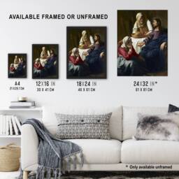 "Artery8 Christ in the House of Martha & Mary Vermeer Wall Art Print Poster - Size: W24"" x H32""" - thumbnail 3