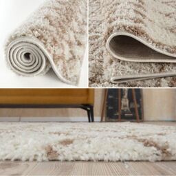 THE RUGS Soft Moroccan Diamond Shaggy Rugs & Runners Ivory Beige Living Room - Size: 180 cm x 270 cm - thumbnail 4