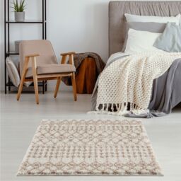 THE RUGS Soft Moroccan Diamond Shaggy Rugs & Runners Ivory Beige Living Room - Size: 180 cm x 270 cm - thumbnail 9
