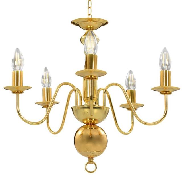 Berkfield Home Chandelier Golden 5 x E14 Bulbs in Gold - image 1