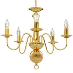 Berkfield Home Chandelier Golden 5 x E14 Bulbs in Gold - thumbnail 1