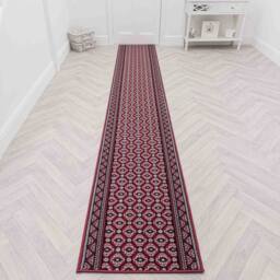 runrug Hallway Carpet Runner Rug - Soft & Comfy, 9mm - 'Heriz' in Dark Red - Size: 60 cm x 150 cm - thumbnail 5