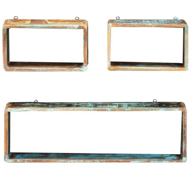 Berkfield Home 3 Piece Wall Cube Shelf Set Soild Reclaimed Wood in Brown - image 1