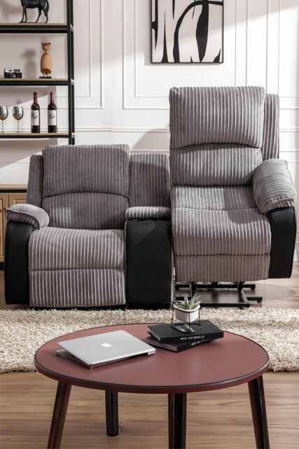 More4Homes Postana Single Motor Rise Recliner 2 Seater Cord Drinks Console Sofa in Grey - image 1