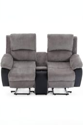 More4Homes Postana Single Motor Rise Recliner 2 Seater Cord Drinks Console Sofa in Grey - thumbnail 3