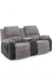 More4Homes Postana Single Motor Rise Recliner 2 Seater Cord Drinks Console Sofa in Grey - thumbnail 2