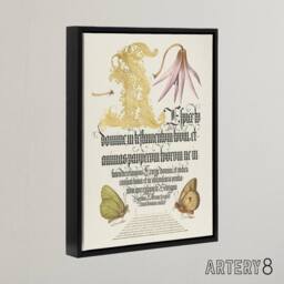 "Artery8 Dog Tooth Violet & Butterflies Calligraphy Framed Canvas Wall Art in White - Size: W12"" x H16""" - thumbnail 2