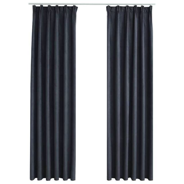 Berkfield Home Blackout Curtains with Hooks 2 pcs Anthracite 140x225 cm in Dark Grey - image 1