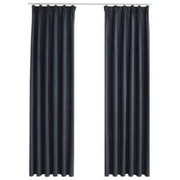 Berkfield Home Blackout Curtains with Hooks 2 pcs Anthracite 140x225 cm in Dark Grey - thumbnail 1