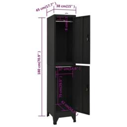 Berkfield Home Locker Cabinet Black 38x45x180 cm Steel - Size: 38 x 45 x 180 cm - thumbnail 8