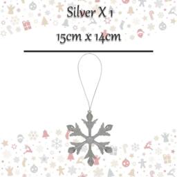 VFM e-Store Christmas Hanging Snowflake Decoration 15cm x 14cm Silver X 1 - Size: 15 cm x 14 cm - thumbnail 2
