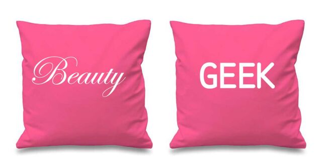 60 SECOND MAKEOVER Beauty & Geek Cushion Covers in Pink - Size: 40 cm x 40 cm