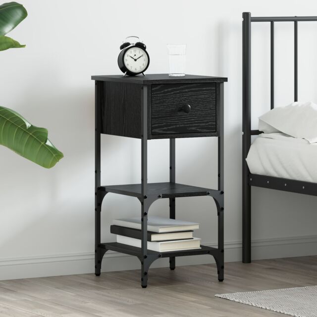 Berkfield Home Bedside Cabinet Black Oak 34x36x70 cm Engineered Wood - Size: 34 x 36 x 70 cm - image 1