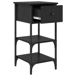 Berkfield Home Bedside Cabinet Black Oak 34x36x70 cm Engineered Wood - Size: 34 x 36 x 70 cm - thumbnail 5