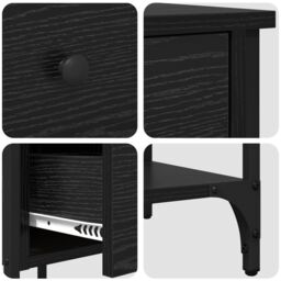 Berkfield Home Bedside Cabinet Black Oak 34x36x70 cm Engineered Wood - Size: 34 x 36 x 70 cm - thumbnail 9