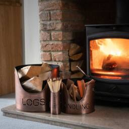 Hill Interiors Three Piece Fire Wood Bucket Set in Copper - thumbnail 5
