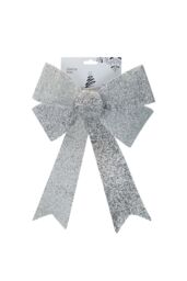 VFM e-Store Tinsel Bow Light Up Christmas Decoration X 1 29cm x 43cm x 10cm Silver - Size: 29 cm x 43 cm x 10 cm