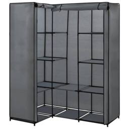 Berkfield Home Durable Corner Wardrobe Grey 130x87x169 cm - Size: 130 x 87 x 169 cm - thumbnail 3