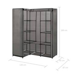 Berkfield Home Durable Corner Wardrobe Grey 130x87x169 cm - Size: 130 x 87 x 169 cm - thumbnail 6