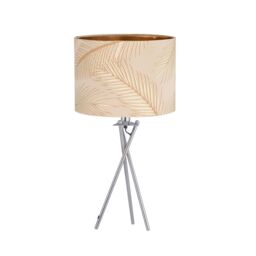 First Choice Lighting Set of 2 Tropica - Chrome Tripod Lamps with Champagne & Gold Shades in Silver - thumbnail 2