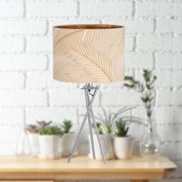 First Choice Lighting Set of 2 Tropica - Chrome Tripod Lamps with Champagne & Gold Shades in Silver - thumbnail 3