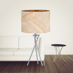 First Choice Lighting Set of 2 Tropica - Chrome Tripod Lamps with Champagne & Gold Shades in Silver - thumbnail 4