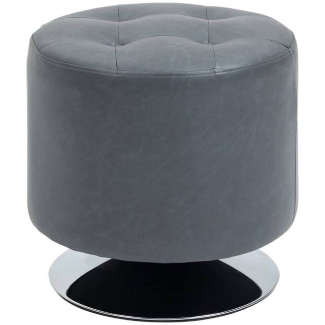KORVIXA 360° Swivel Foot Stool PU Footstool with Thick Padding in Grey - Size: 100 cm x 100 cm - image 1
