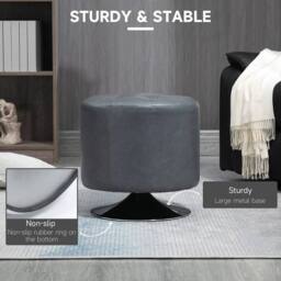 KORVIXA 360° Swivel Foot Stool PU Footstool with Thick Padding in Grey - Size: 100 cm x 100 cm - thumbnail 3