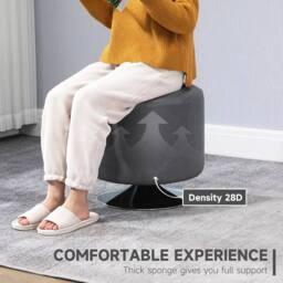 KORVIXA 360° Swivel Foot Stool PU Footstool with Thick Padding in Grey - Size: 100 cm x 100 cm - thumbnail 4