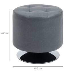 KORVIXA 360° Swivel Foot Stool PU Footstool with Thick Padding in Grey - Size: 100 cm x 100 cm - thumbnail 2