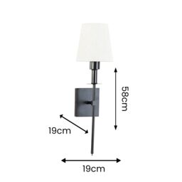 ValueLights Kincaid Set of 2 Rechargeable Easy Fit Dimmable Remote Control Wall Light with Shade in Black - thumbnail 5