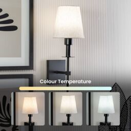 ValueLights Kincaid Set of 2 Rechargeable Easy Fit Dimmable Remote Control Wall Light with Shade in Black - thumbnail 4